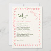 Met de Hand Getekende Roze en Groene Trouwfoto Bedankkaart (Achterkant)