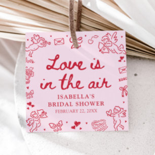 Met de Hand Getekende Roze Rode Harten Valentijn B Bedankjes Labels