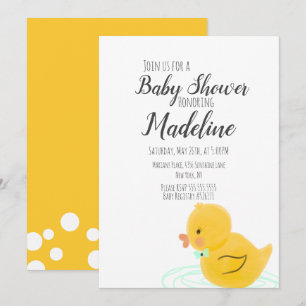 Met de hand getekende rubberen eendjes babyfeestje kaart