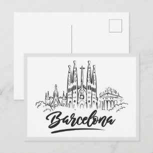 Met de hand getekende Sagrada Familia Barcelona Sp Briefkaart