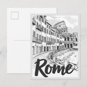 Met de hand getekende scène met Rome Italië landma Briefkaart