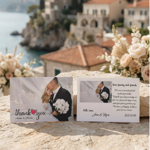 Met de hand getekende schets hart foto overlay bedankkaart