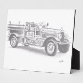 met de hand getekende schets van de brandweerwage fotoplaat (Zijkant)