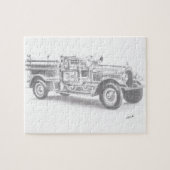 met de hand getekende  schets van de brandweerwage legpuzzel (Horizontaal)