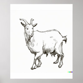 met de hand getekende schets van schapen in Ukiyo- Poster