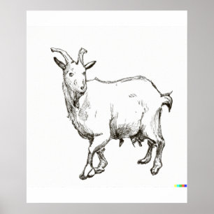 met de hand getekende schets van schapen in Ukiyo- Poster