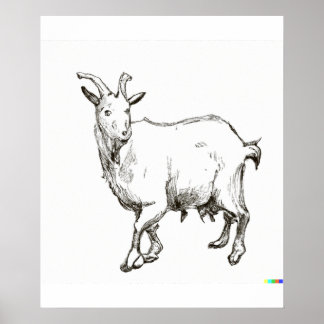 met de hand getekende schets van schapen in Ukiyo- Poster