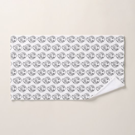 met de hand getekende schets zwarte witte puppy bad handdoek (Handdoek)