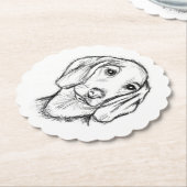 met de hand getekende schets zwarte witte puppy kartonnen onderzetters (Gekanteld)