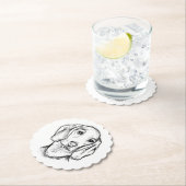 met de hand getekende schets zwarte witte puppy kartonnen onderzetters (Insitu)