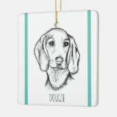 met de hand getekende schets zwarte witte puppy keramisch ornament (Links)