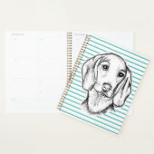 met de hand getekende schets zwarte witte puppy planner (Display)