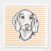 met de hand getekende schets zwarte witte puppy servet (Voorkant)