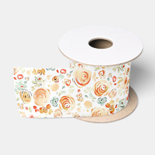 Met de hand getekende speelse bloemen herfst aarde lint