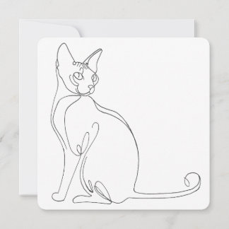 Met de hand getekende Sphynx kat Minimalistisch on Kaart