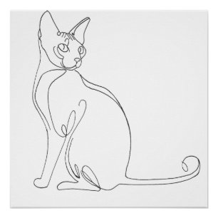 Met de hand getekende Sphynx Kat Minimalistisch On Perfect Poster
