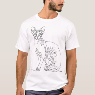 Met de hand getekende Sphynx Kat - Minimalistische T-shirt