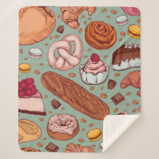 Met de hand getekende, stijlvolle, stijlvolle, kle sherpa deken