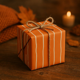 Met de Hand Getekende Streep Rustieke Herfst Naadl Cadeaupapier
