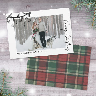 Met de Hand Getekende Tartan Whimsical Kerstmis Feestdagenkaart