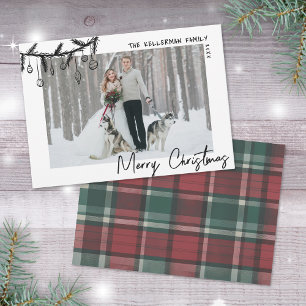 Met de Hand Getekende Tartan Whimsical Prettig Ker Feestdagenkaart