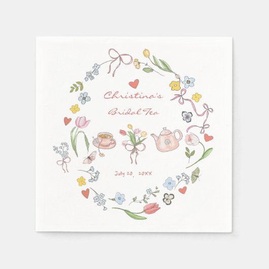 Met de Hand Getekende Thee Bruidsdiner met Fantasi Servet (Voorkant)