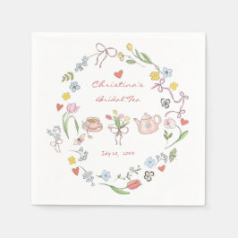 Met de Hand Getekende Thee Bruiloft Feestje Met Fa Servet