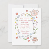Met de hand getekende theebruiloft met whimsical b bedankkaart (Voorkant)