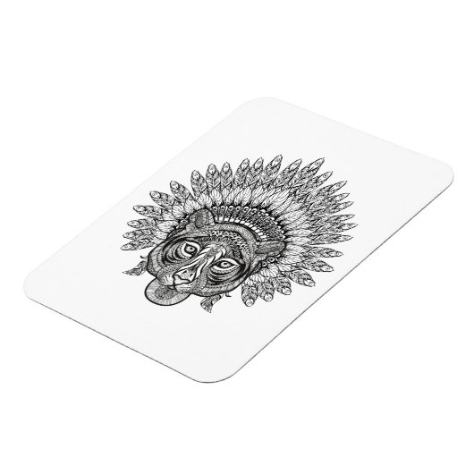 Met de hand getekende tijger in stijl magneet (Linkerzijde)