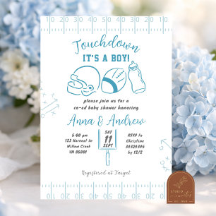 Met de Hand Getekende Touchdown Jongen Baby Borrel Kaart
