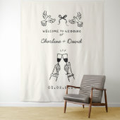 Met de Hand Getekende Trouw Welkom Krabbel Wandkleed (In situ)