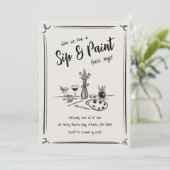 Met de hand getekende uitnodiging voor een 'sip en (Staand voorkant)