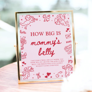Met de hand getekende valentijn Hoe groot is mama' Poster