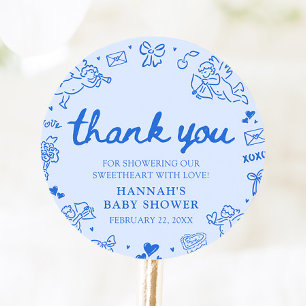 Met de hand getekende Valentijn Little Sweetheart Ronde Sticker