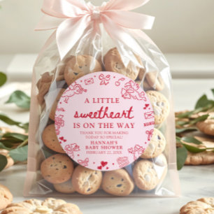 Met de hand getekende Valentijn Little Sweetheart Ronde Sticker