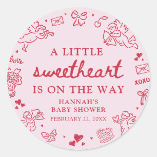 Met de hand getekende Valentijn Little Sweetheart Ronde Sticker