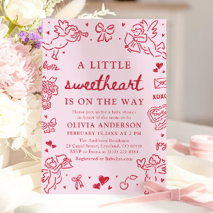Met de hand getekende Valentijnsdag Baby Shower Kaart