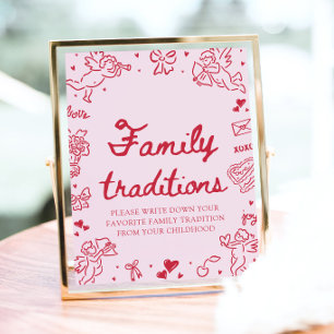 Met de hand getekende Valentijnsdag-babyshower Fam Poster