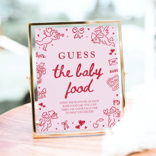 Met de hand getekende Valentijnsdag 'Raad het baby Poster