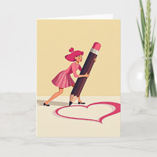 Met de Hand Getekende Valentijnskaart met Hart Kaart