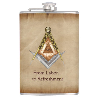 Met de hand getekende vierkant en kompas met alle heupfles