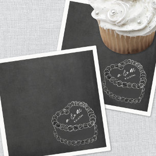 Met de Hand Getekende Vintage Cake Krijtbord Huwel Servet
