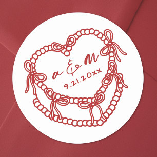 Met de Hand Getekende Vintage Cake Rode Whimsical  Ronde Sticker