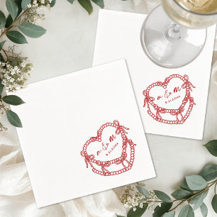 Met de Hand Getekende Vintage Cake Rode Whimsical  Servet