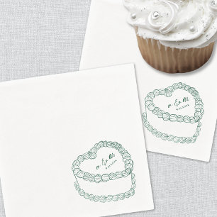 Met de Hand Getekende Vintage Cake Smaragdgroene H Servet