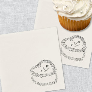 Met de Hand Getekende Vintage Cake Whimsische Huwe Servet
