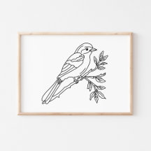 Met de Hand Getekende Vogel Illustratie Kunst