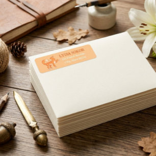 Met de hand getekende vos aangepaste retouradresla etiket