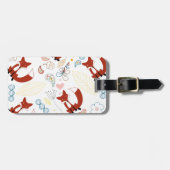 Met de hand getekende vos Harten in geel blauw Roz Bagagelabel (Voorkant horizontaal)