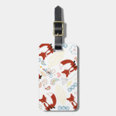 Met de hand getekende vos Harten in geel blauw Roz Bagagelabel (Voorkant verticaal)